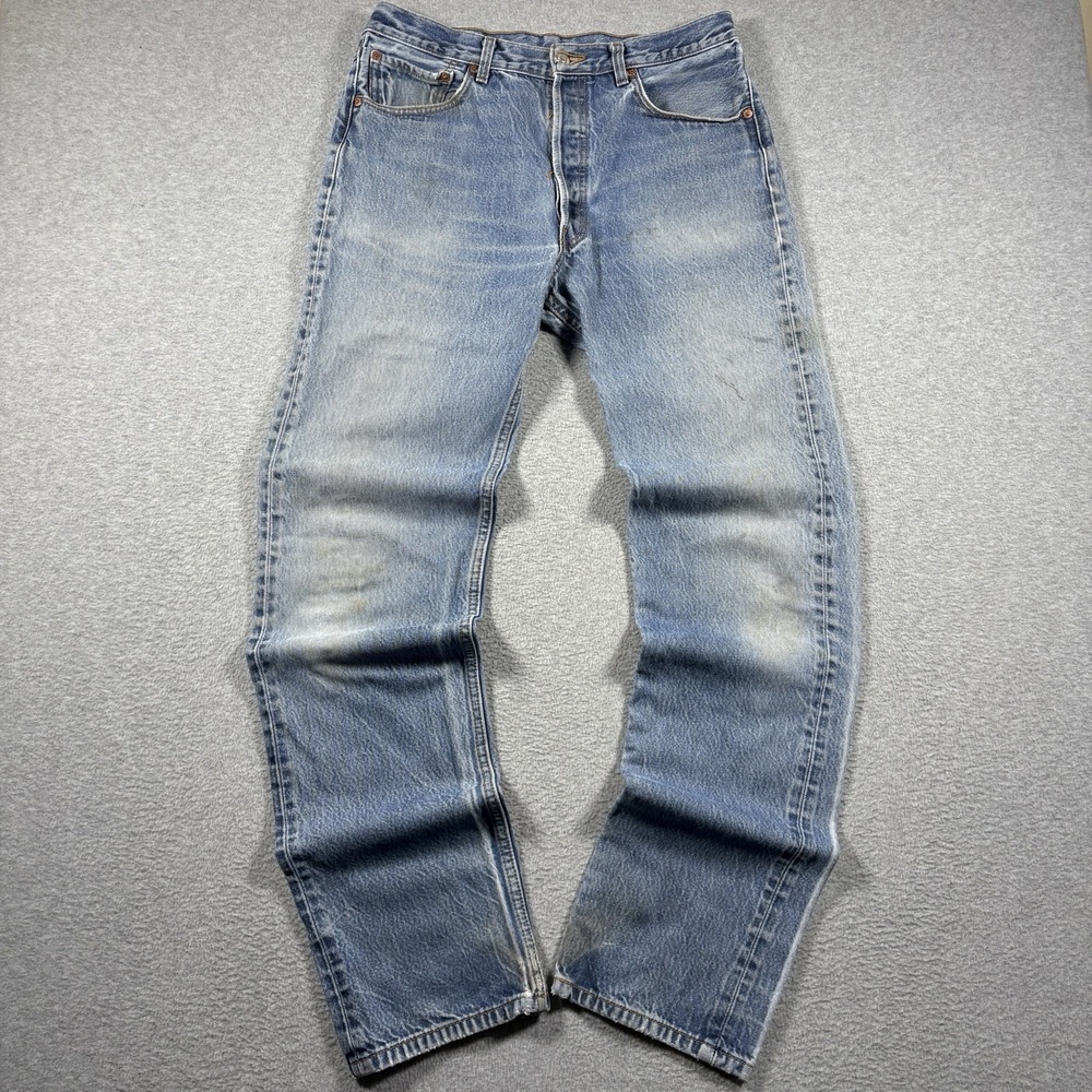Levis 501 Jeans Mens 36x40 (33x36) Blue Denim Button Fly Straight Leg Y2K Faded